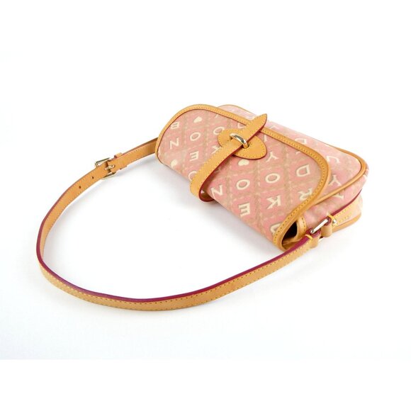 Dooney & Bourke Pink Heart Print Canvas & Leather Shoulder Bag - Picture 3 of 13